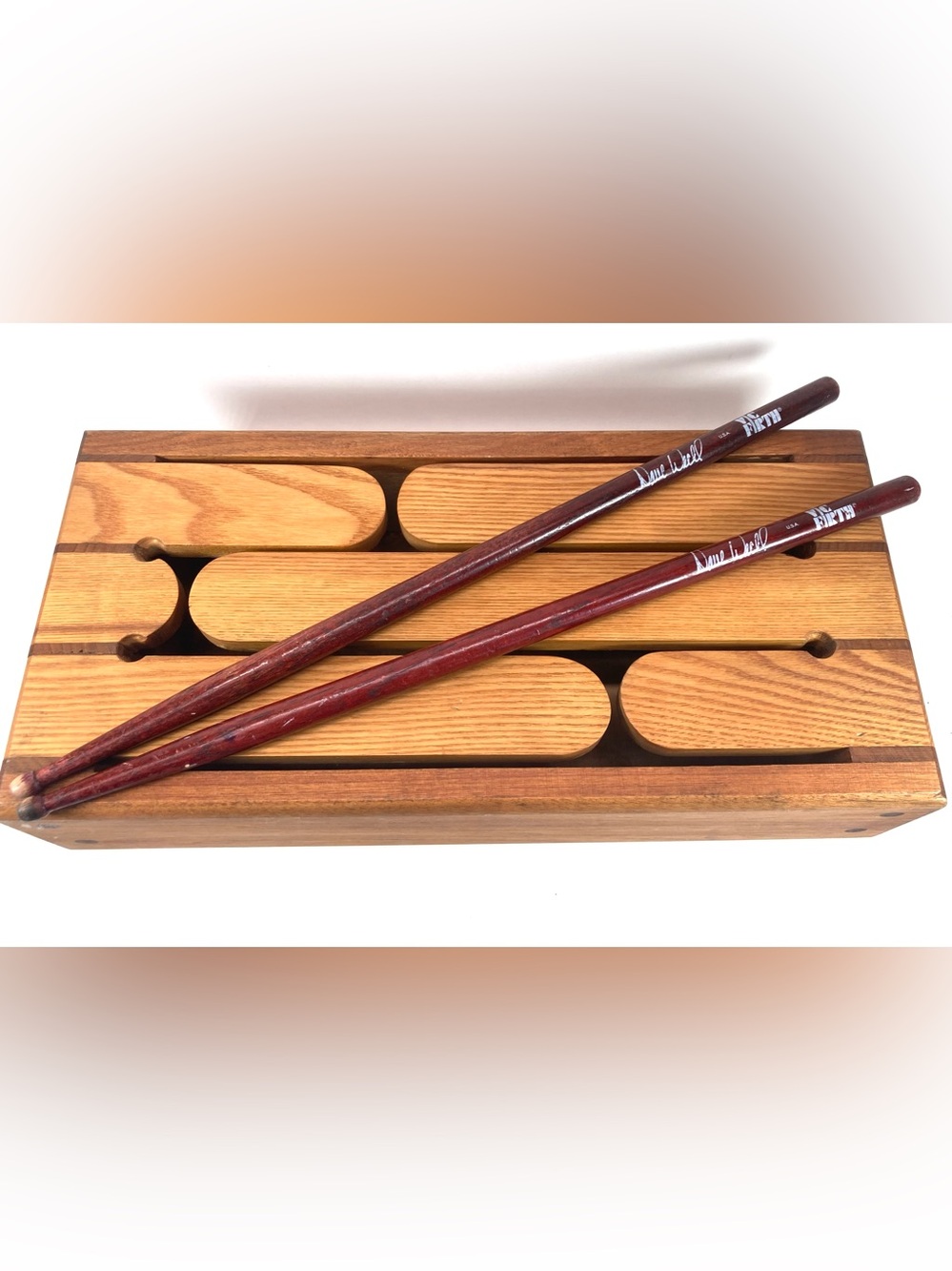 Wooden Tongue Drum 6 Tone Notes Slit Vic Firth Dave Weckl Drumsticks RICH SOUND!